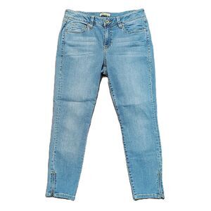 CAbi Zipper Ankle Mid Rise Sz 8 Women's Light Wash Cropped Stretch Jeans 232